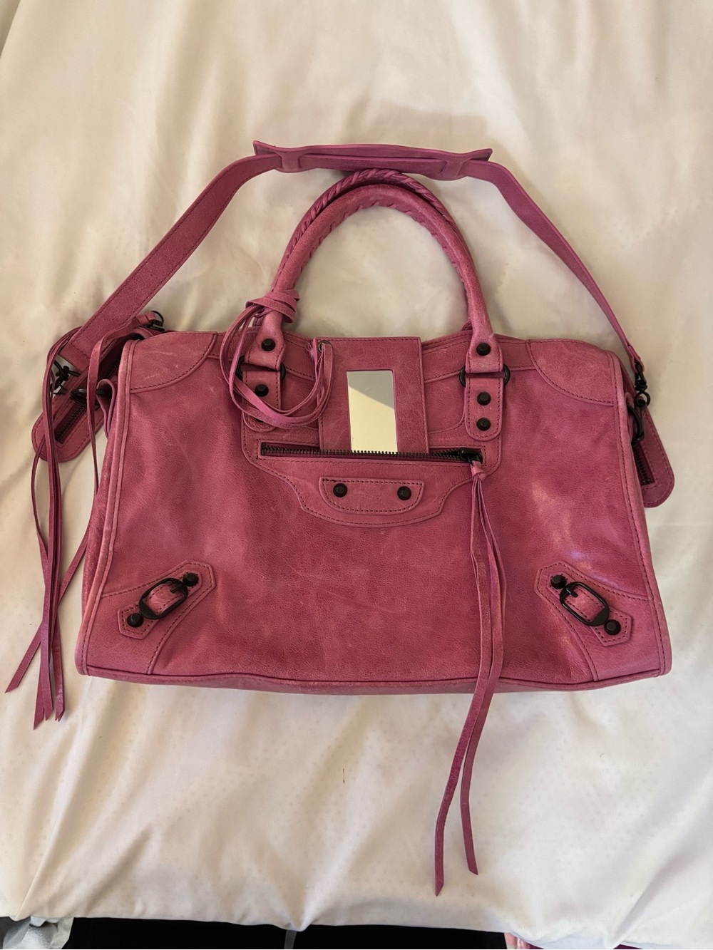 Pink Lambskin Leather City Bag
